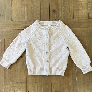 Jamie Kay pink speckled bauble knit Pom Pom cardigan sweater 12 months